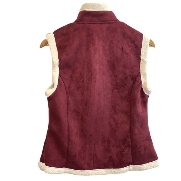 Shyanne Red and Cream Zip-Up Vest Plush Fleece - Picture 2 of 4